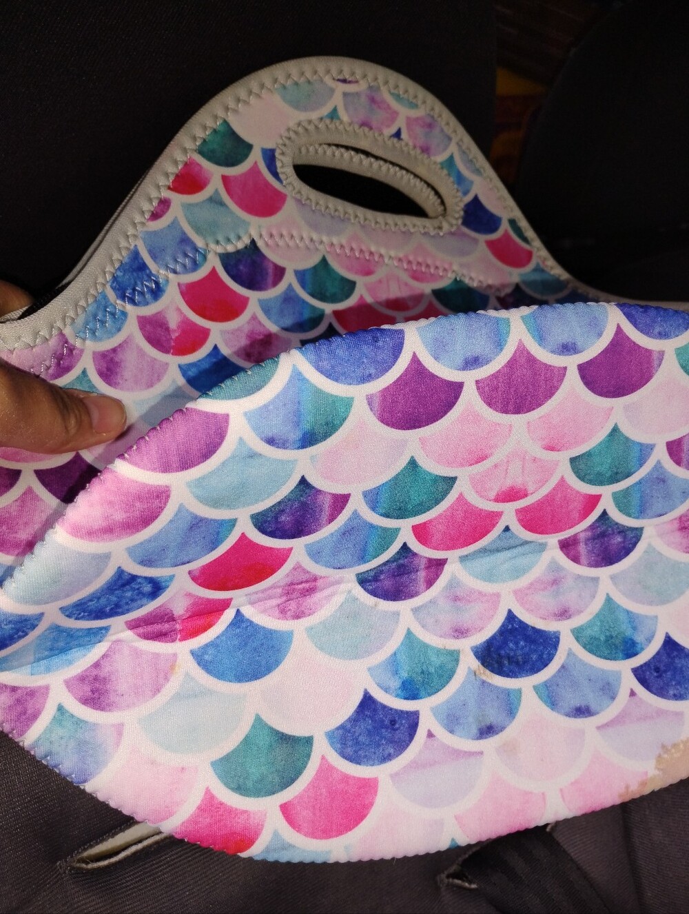 Neoprene Mermaid Scale Lunch Bag - Pink Purple Aqua